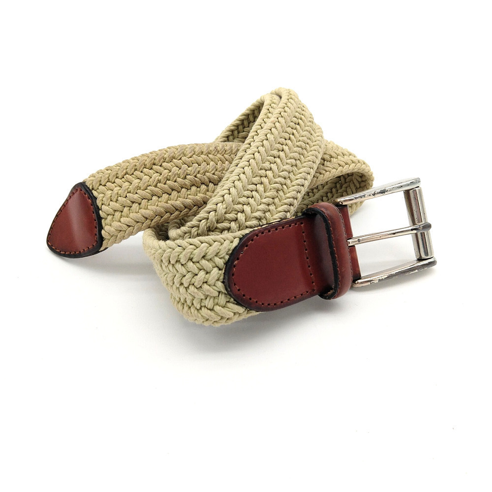 Fossil Vintage 90s Y2k Tan Woven Belt One Size Preppy Boho Womens Mens